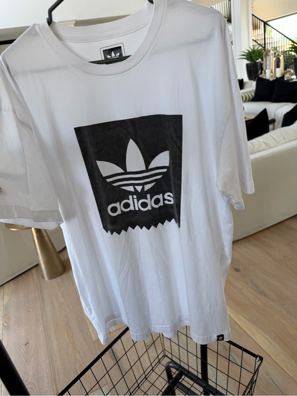 adidas White T‑Shirt with Black Trefoil Box Logo